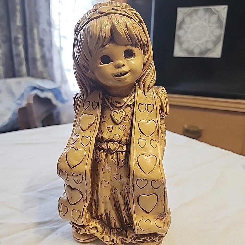Fannykins Heart N Hearts Rare Statue 10in Tall Hippie Boho Girl Made In USA